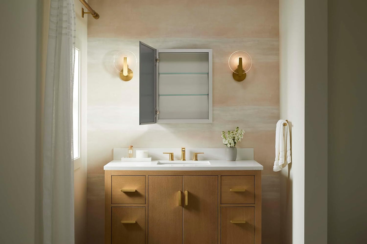 Kohler 56001-NA Embark Premium XL Medicine Cabinet Mirror for Bathroom, Deep Rectangular Storage with Adjustable Shelves and Mirrored Door, 15 in. W x 26 in. H