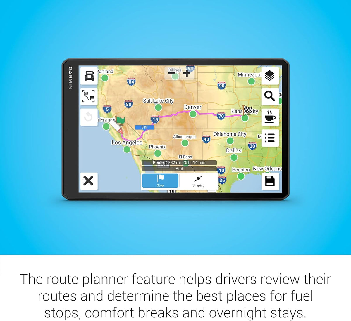 Garmin dzl OTR1010, Extra-Large, Easy-to-Read 10' GPS Navigator, Custom Truck Routing, High-Resolution Birdseye Satellite Imagery, Directory of Truck & Trailer Services (Renewed), Black
