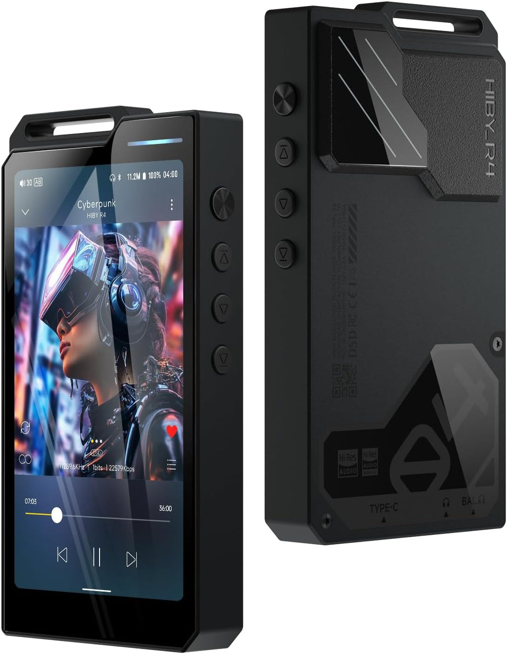 HiBy R4 MP3 & MP4 Player Spotify Player with Bluetooth and WiFi 4-Way HiFi DAP Android 12 OS 3.5mm PO+4.4mm Bal 32G+2TB Scalable Memory