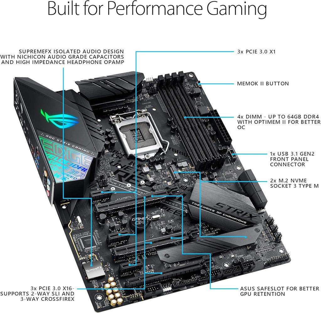 ASUS ROG Strix Z390-F Gaming Motherboard LGA1151 (Intel 8th and 9th Gen) ATX DDR4 DP HDMI M.2 USB 3.1 Gen2 Gigabit LAN