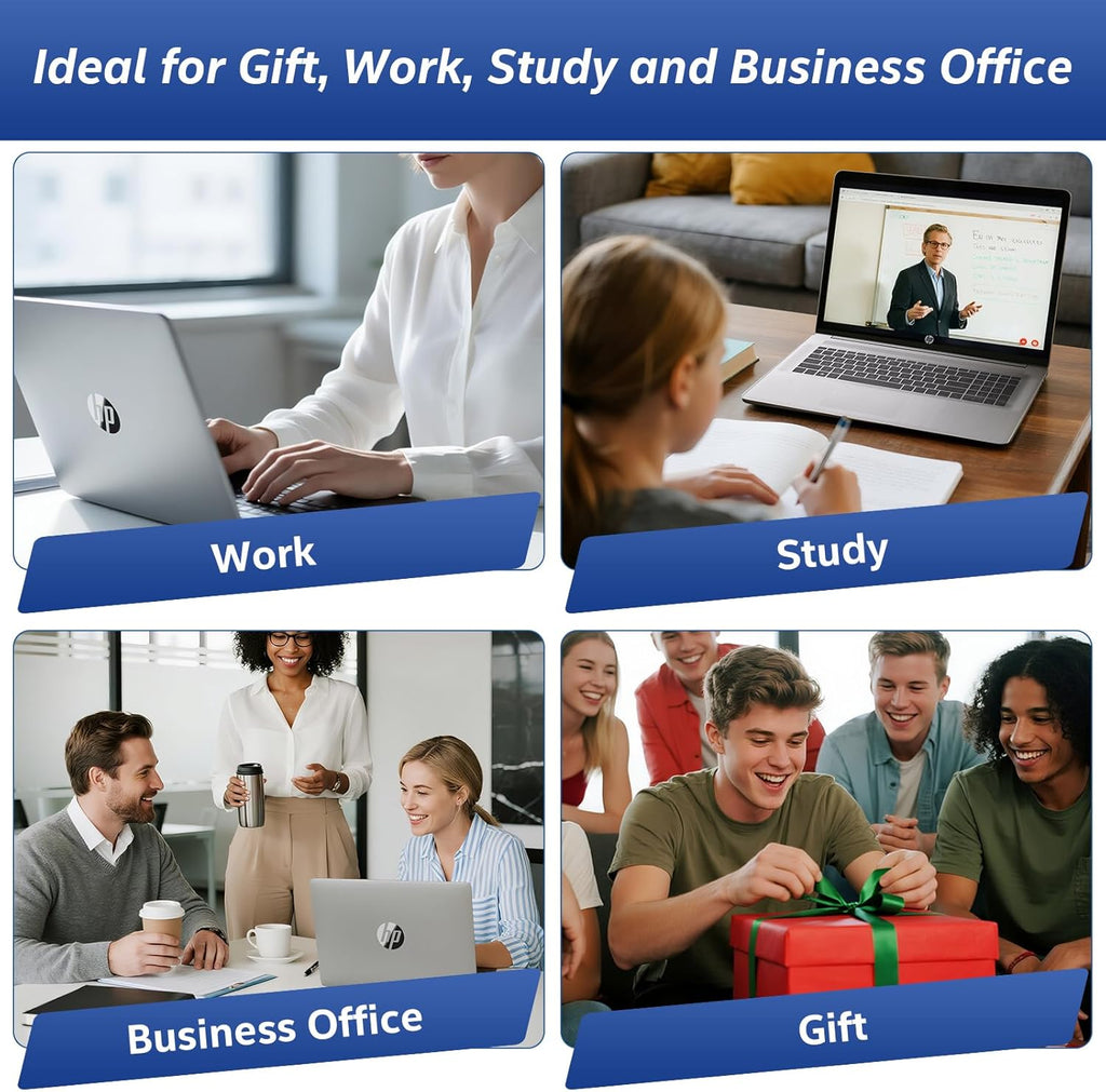 HP 17 inch laptops, AMD Ryzen 5 7430U(Beats i7-1355U), 20GB RAM 512GB NVMe SSD, Windows 11 Pro + Office 365 for the Web, 17.3" FHD IPS, USB-C, Numeric Keyboard, w/AI Voice Recorder