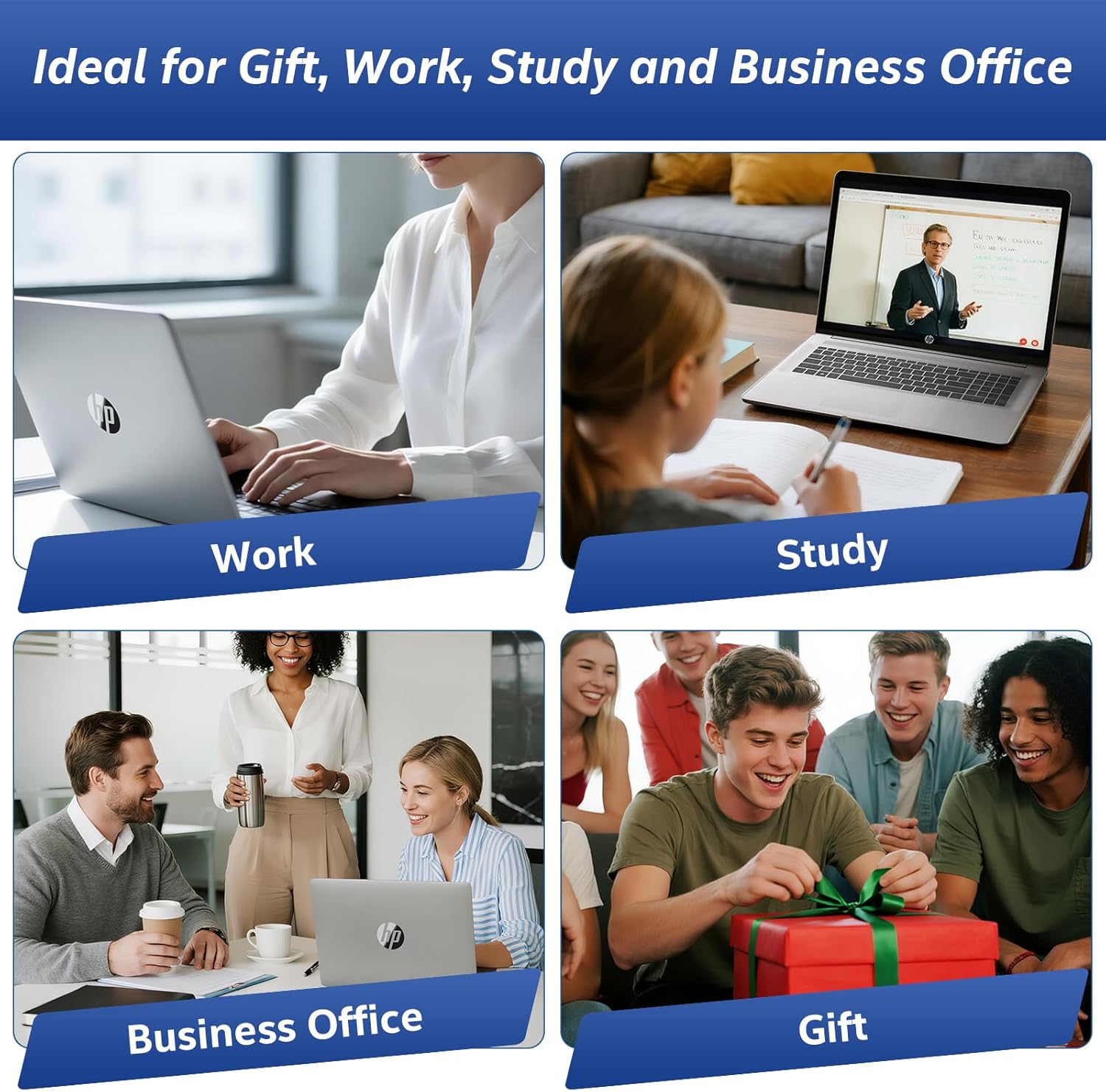 HP 17 inch laptops, AMD Ryzen 5 7430U(Beats i7-1355U), 20GB RAM 512GB NVMe SSD, Windows 11 Pro + Office 365 for the Web, 17.3" FHD IPS, USB-C, Numeric Keyboard, w/AI Voice Recorder