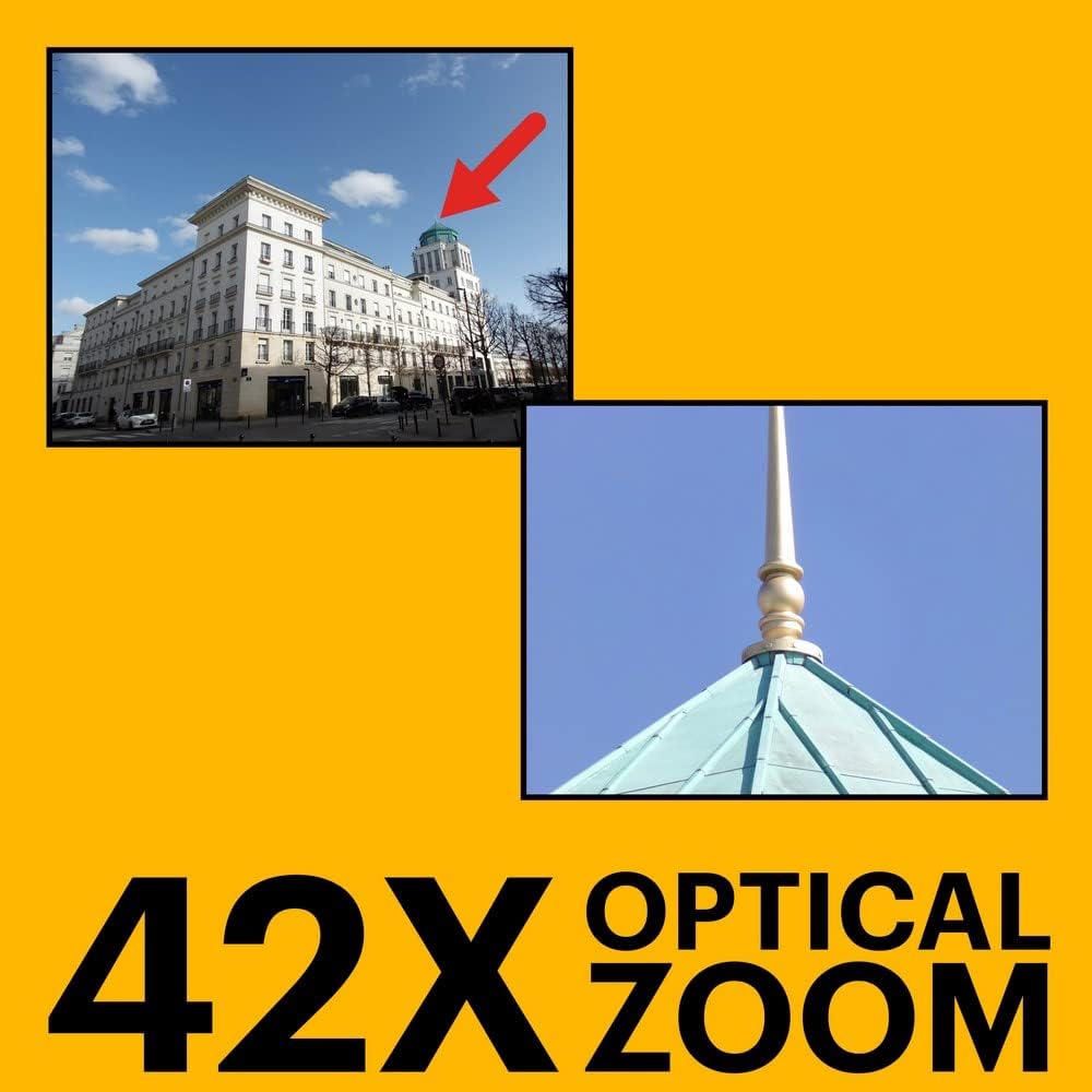 KODAK PIXPRO AZ425 Digital Camera, 42x Optical Zoom Bridge with 20MP BSI Sensor, Li-Ion Battery, OIS, 1080p Full HD Video, Red