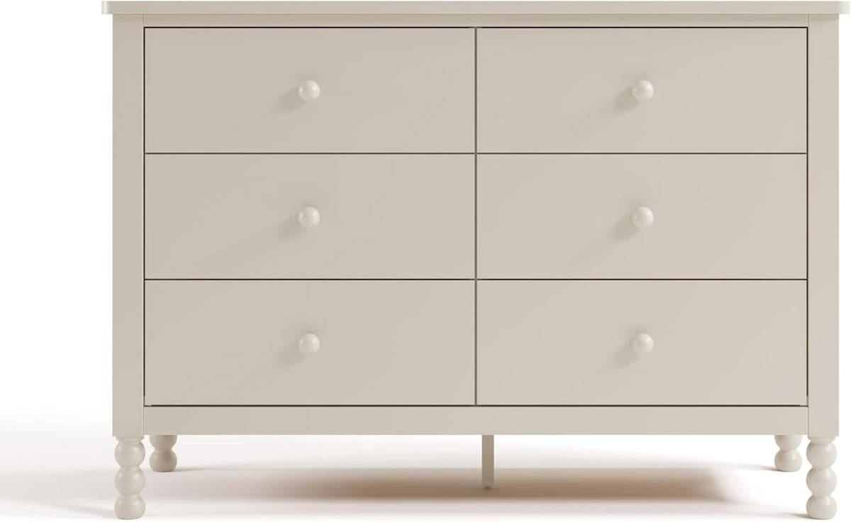 Storkcraft Rio 6 Drawer Dresser (Frosted Oat) – GREENGUARD Gold Certified, Wood Dresser for Bedroom, Kids & Nursery Storage Chest, Safety Interlocking Drawers, Pre-Installed Tracks, Kids Chest