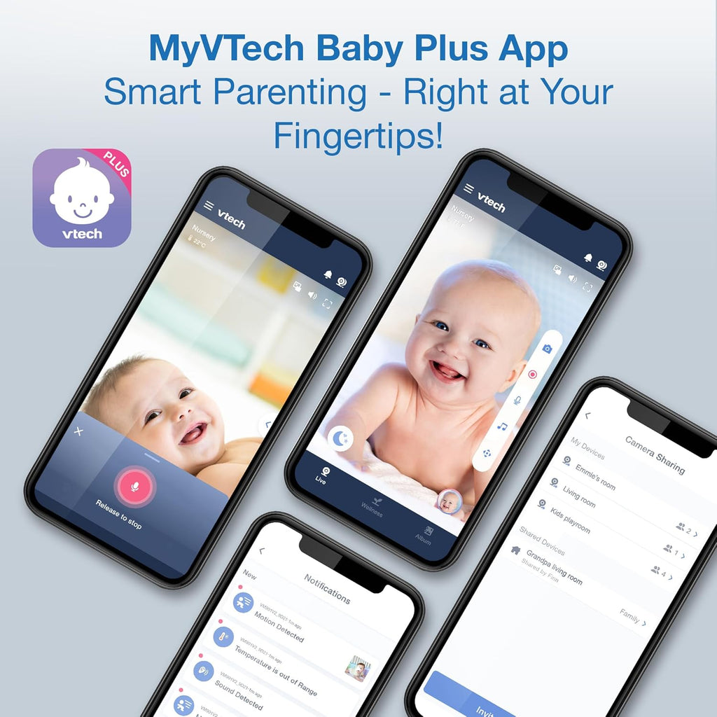 VTech WiFi Baby Monitor with 2 Cameras & 5" HD Split Screen – 1080p Video, Remote Pan Tilt Zoom, Night Vision, Two-Way Talk, Motion Alerts, Free App | VM901-2HD