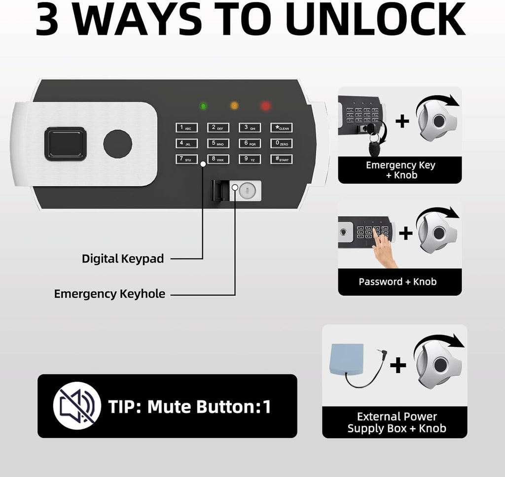 2.8 CUB Drop Safe for Business, Electronic Safe Box with Digital Combination and Anti-Fishing, Depository Safes with Fireproof Waterproof Document Bag, Security Safe for Slips Expense Office Home