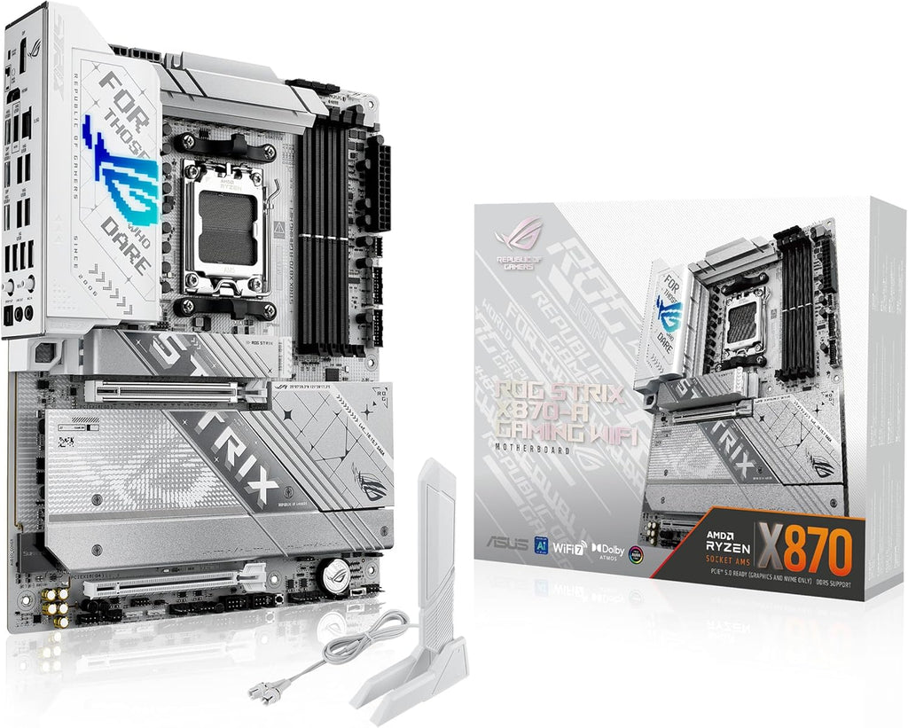 ASUS ROG Strix X870-A Gaming WiFi AMD Motherboard, 16+2 Power Supply Stage, DDR5 Slot, Four M.2 Slots, PCIe 5.0, Next Generation GPU, WiFi 7, USB 20Gbps with PD 3.0 up to 30W, Aura Sync