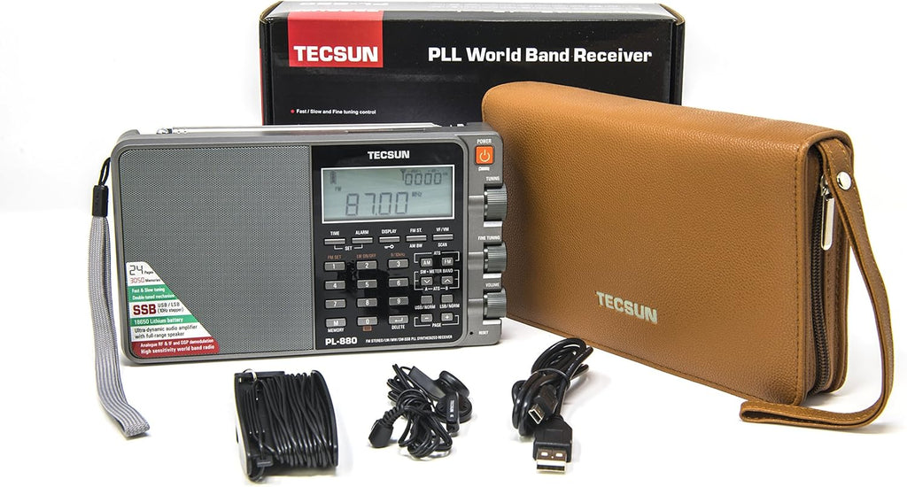Tecsun PL880 Portable Digital PLL Dual Conversion AM/FM, Longwave & Shortwave Radio with SSB (Single Side Band) Reception, Color Silver