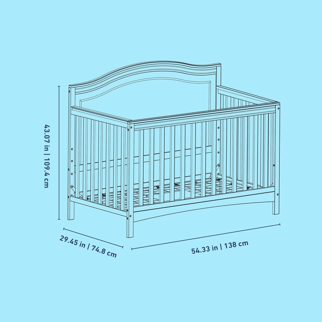 Graco Paris 4-in-1 Convertible Crib – GREENGUARD Gold Certified, Converts to Toddler Bed and Daybed, Fits Standard Full-Size Crib Mattress, Adjustable Mattress Support Base (Frosted Oat)