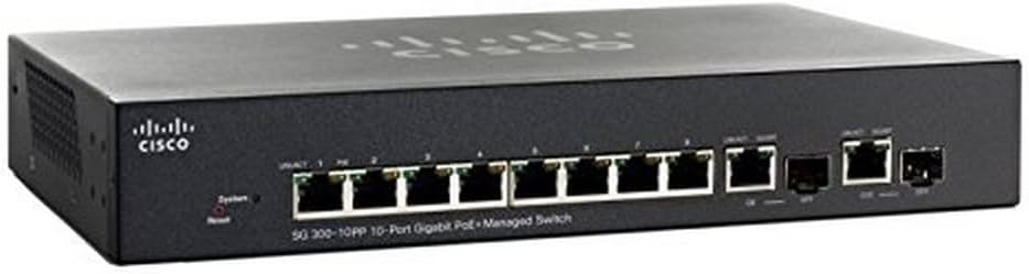 Cisco SG300-10PP-K9-NA 10-Port Gigabit PoE+ Managed Switch (Renewed)