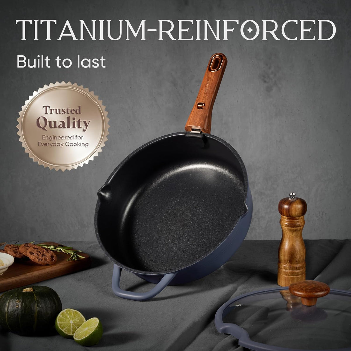 CAROTE 30-Piece Titanium Cookware Set, Nonstick Pots and Pans Set with Detachable Handle, RV Kitchen Cooking Set, Camping Use, Induction Compatible, Dishwasher & Oven Safe