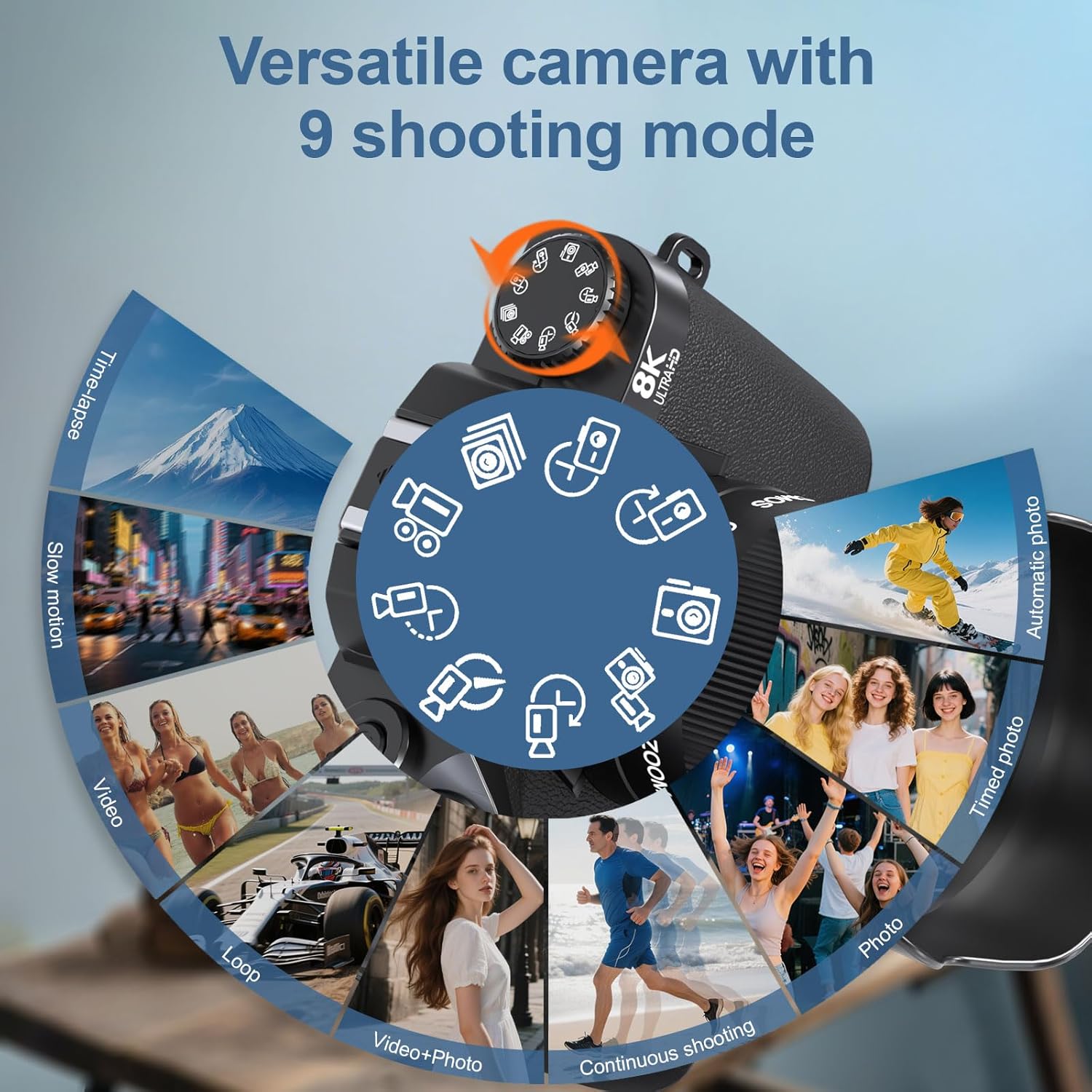 8K Digital Cameras for Photography, WiFi 64MP Vlogging Camera for YouTube, 4" Touch Screen Digital Camera with Dual Lens, Auto Focus, 16X Digital Zoom, 3000mAh Battery, 32GB Card, Black