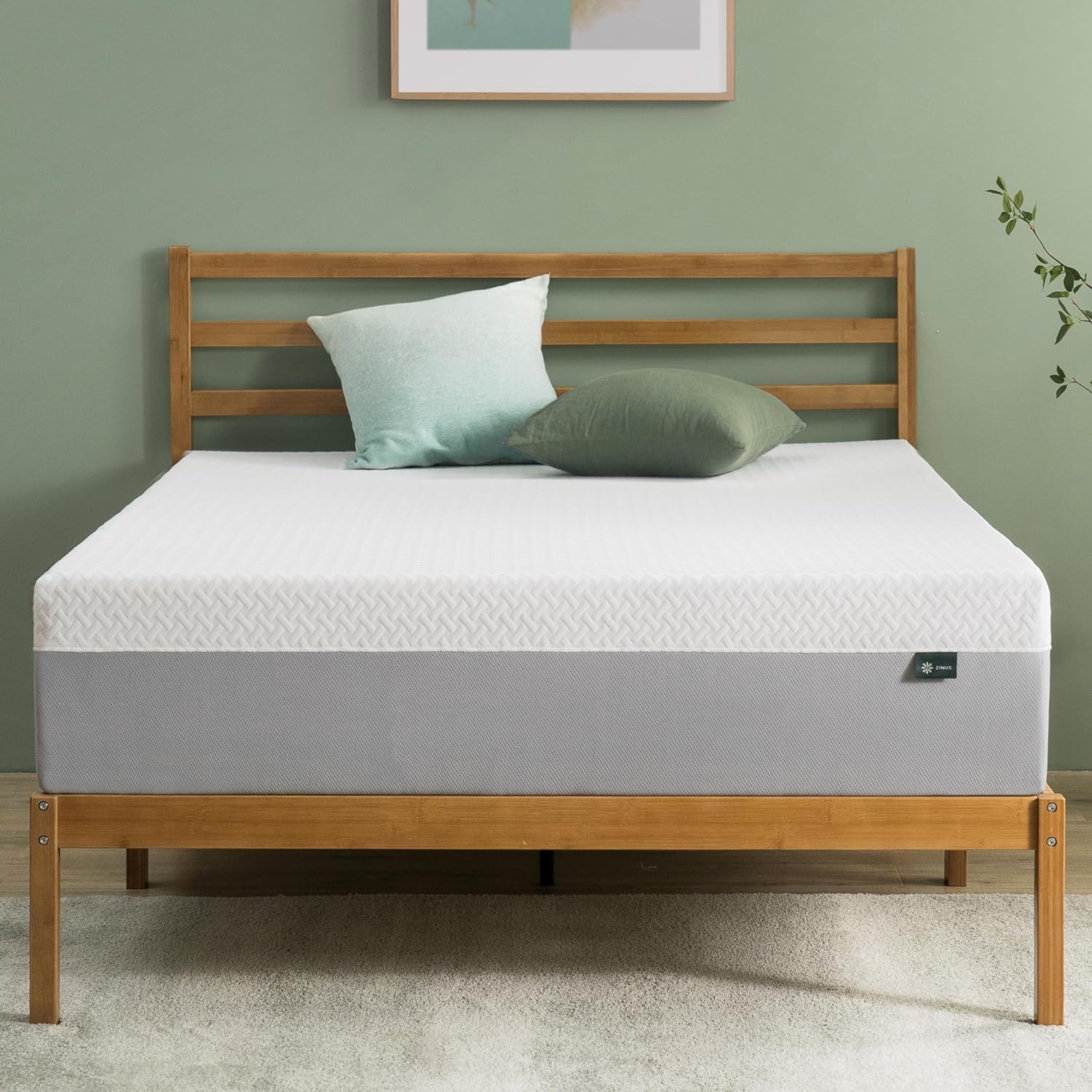 Zinus 12 Inch Green Tea Essential Memory Foam Mattress New Version, Queen, Fiberglass Free, Medium Feel, Breathable Airflow Memory Foam, Certified Safe Foams & Fabric, Mattress in A Box