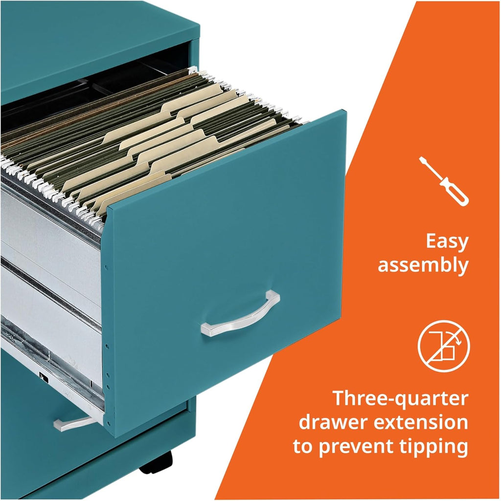 Lorell LYS SOHO File/File Mobile Cabinet, Teal