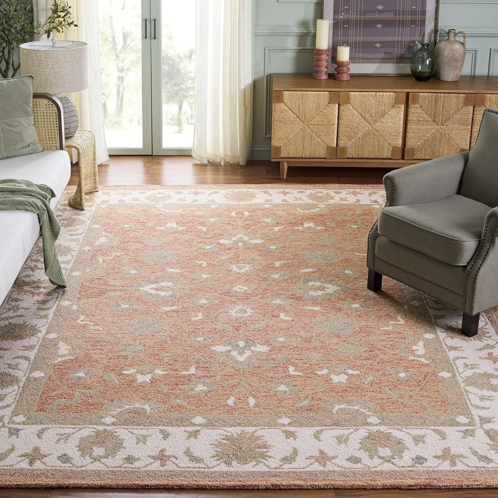 SAFAVIEH Area Rug 8x10 - Heritage Collection - Large - Rust & Ivory, Handmade Wool, Ideal for Living Room, Bedroom, Dining Space (HG125P)