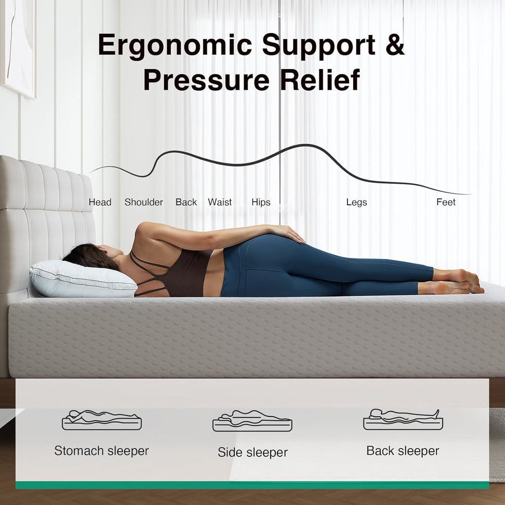 Novilla 14 Inch Queen Size Mattress, Queen Memory Foam Mattress in a Box with Cooling Refreshing High-Density Support Foam for Contour Support & Motion Isolation, Medium Firm with Edge Support