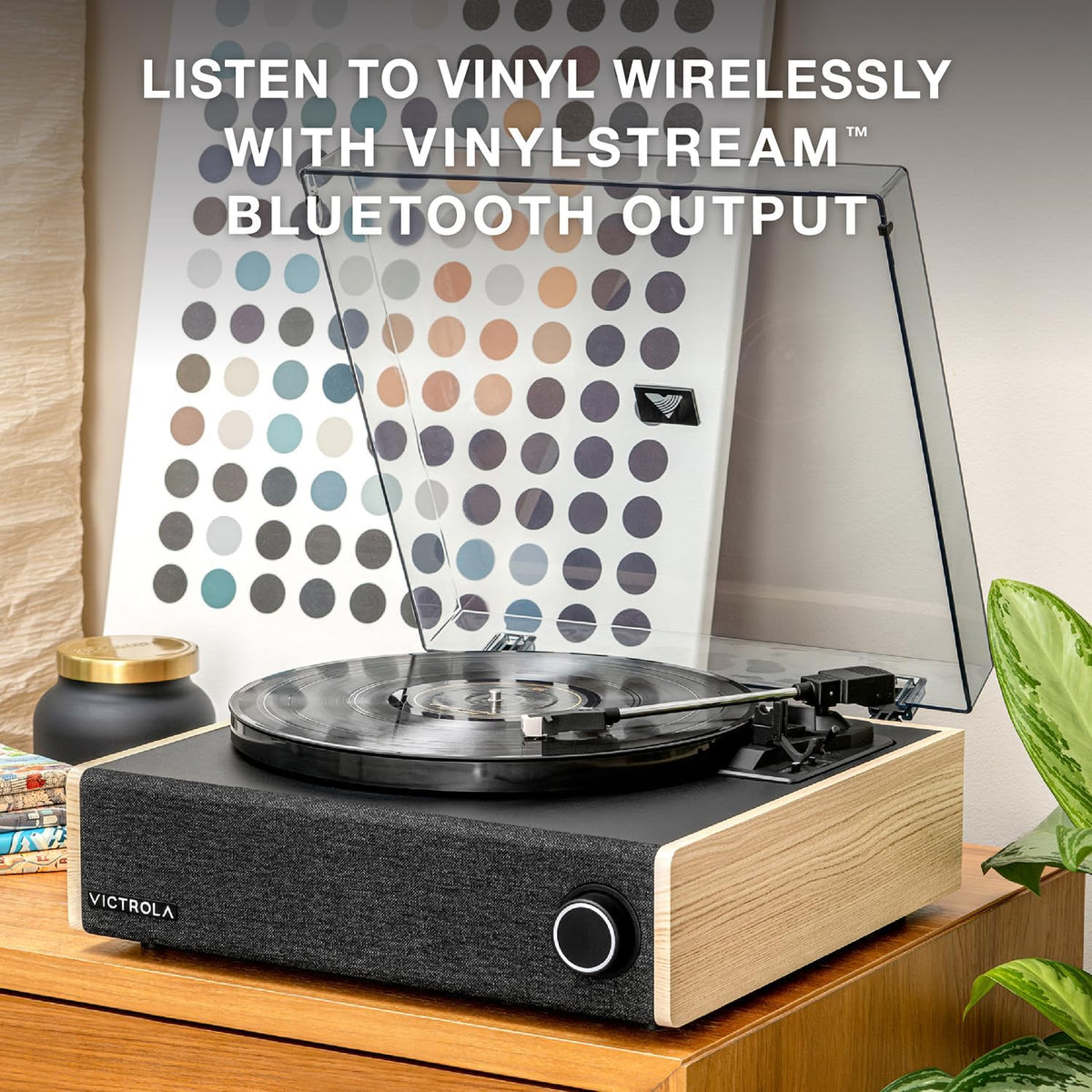 Victrola Eastwood LP – Bluetooth Record Player – 3-Speed Turntable, Audio Technica AT-3600L MM Cartridge, Vinyl Stream Bluetooth Output, Anti-Skip Floating Speaker System, RCA & 3.5mm Output (Natural)