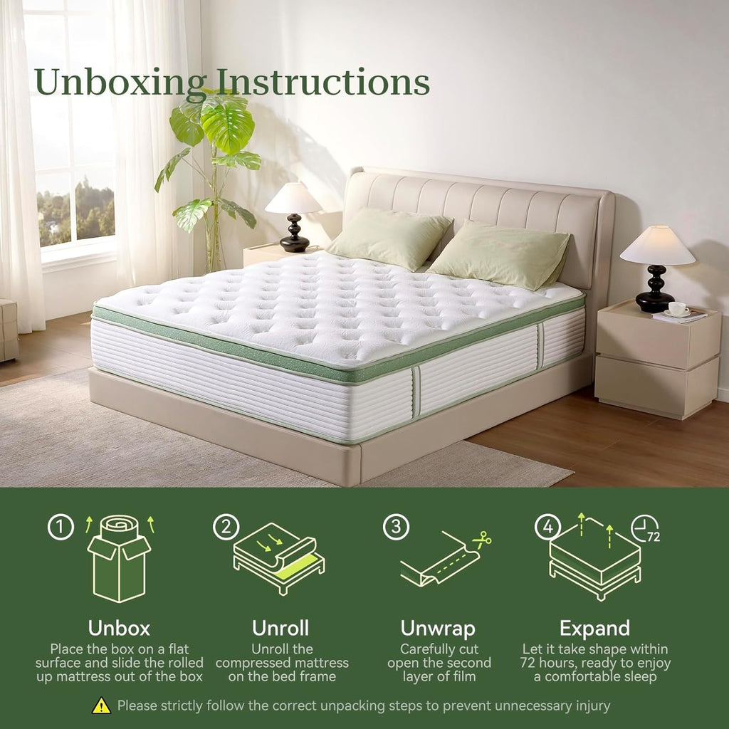 Full Size Mattress,12 Inch Hybrid Full Mattress in a Box with Memory Foam and Pocket Spring for Pressure Relief & Comfort Sleep & Zoned Support, Medium Firm,CertiPUR-US CertiPUR-US Certified