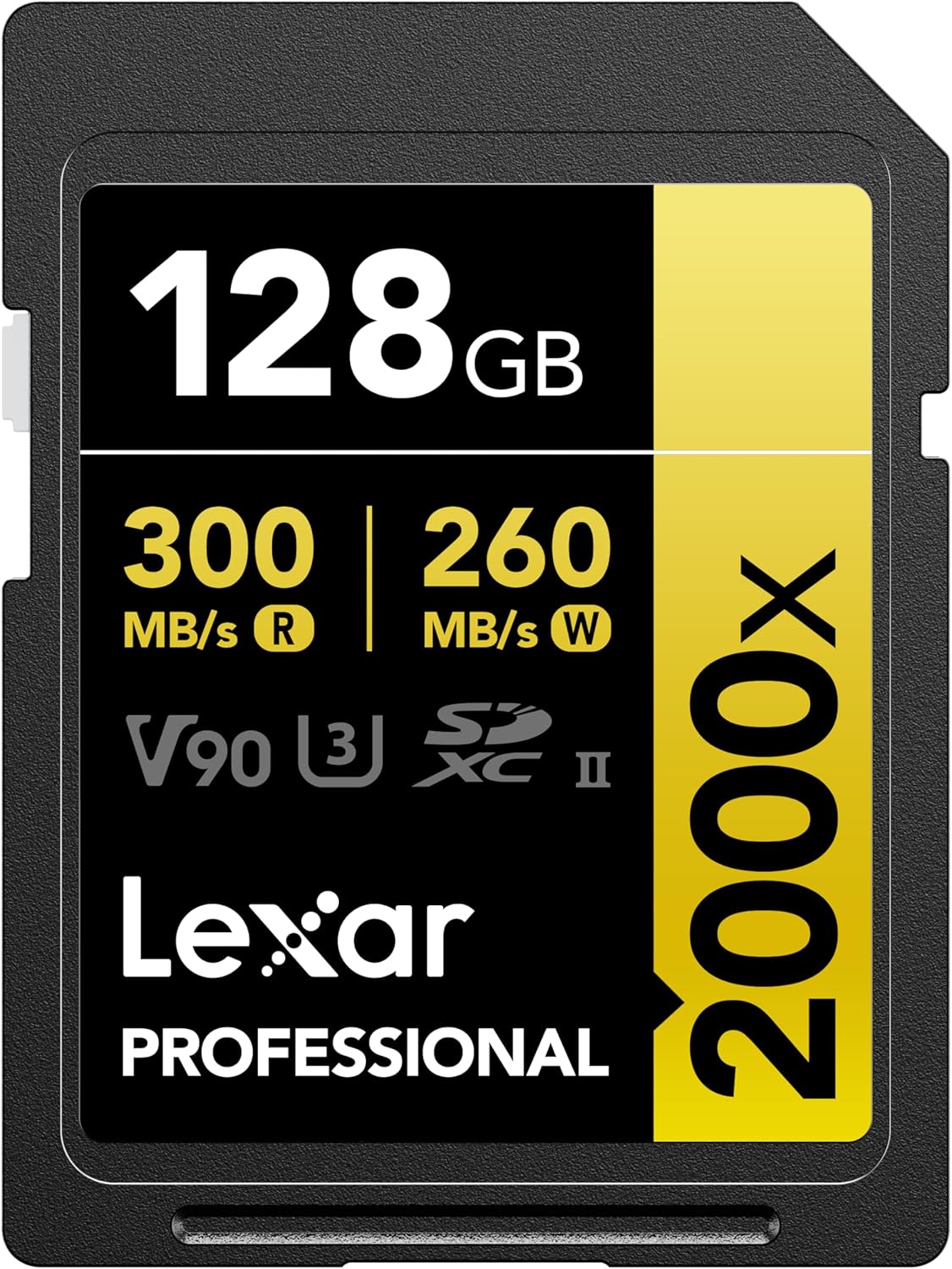 Lexar 128GB Professional 2000x SD Card, UHS-II, C10, U3, V90, Full HD, 8K, Up To 300MB/s Read SDXC Memory Card, for DSLR, Cinema-Quality Video Cameras (LSD2000128G-BNNNU)