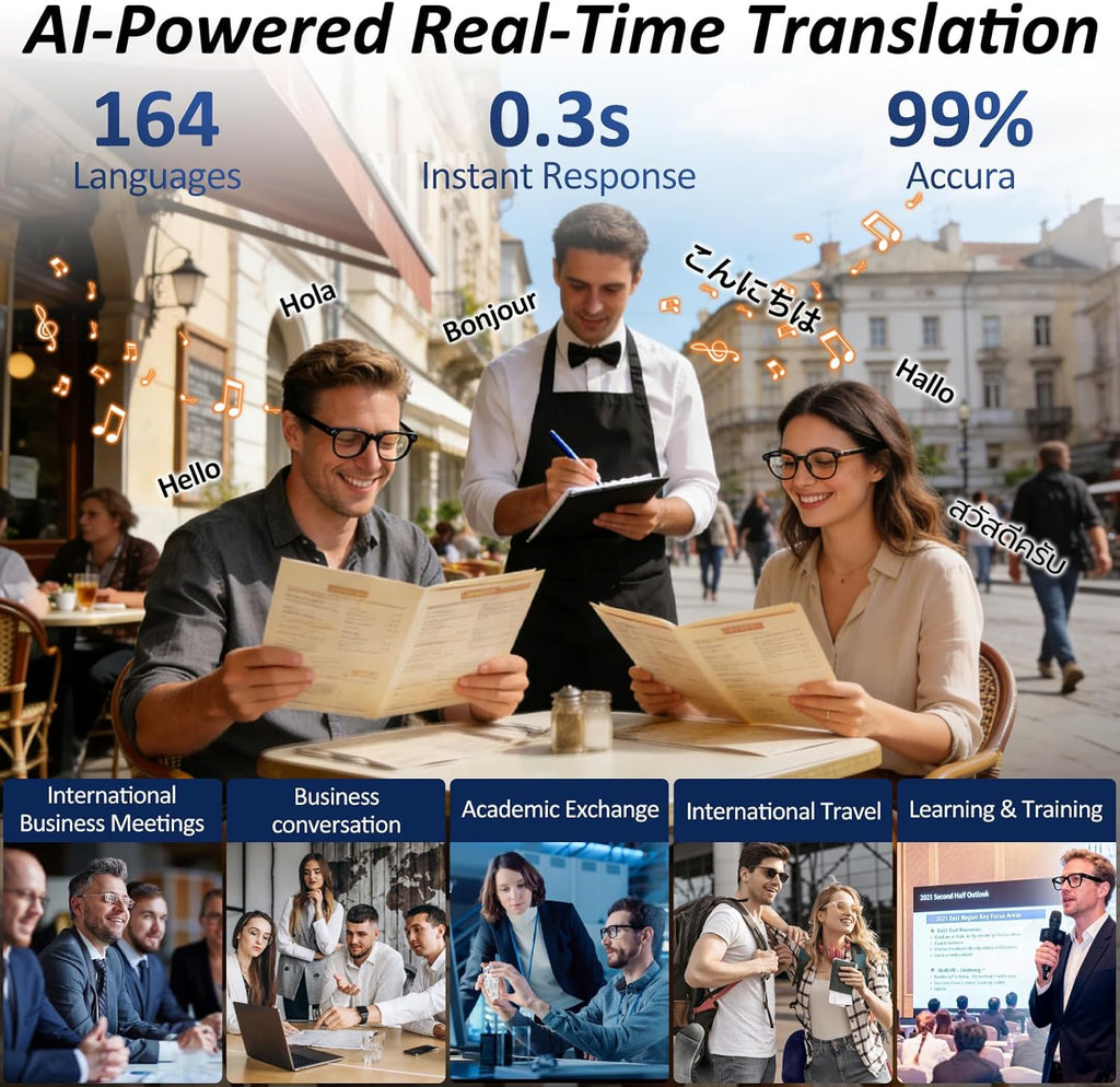 AI Smart Glasses, 8MP HD Camera Glasses With AI Assistant and 3600mAh Charging Case, Translation Glasses with 164 Languages and Color-Change Lens, Music & Hands-Free Calls, UV & Blue Light Protection