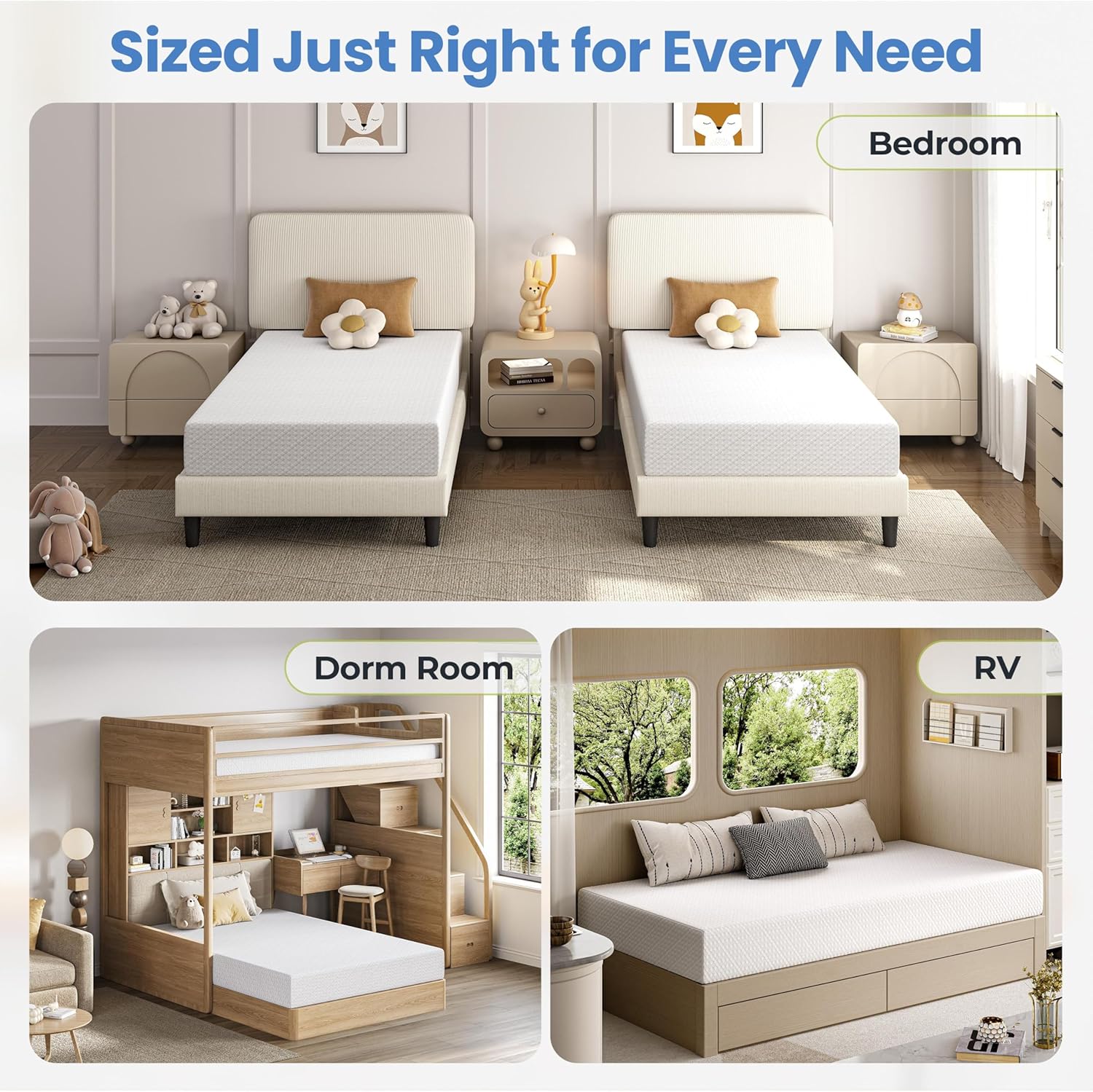 Yaheetech 12 Inch Queen Mattress 3 Foam Layer Cooling Gel Memory Foam Mattresses, Green Tea for Fresher Sleep, Medium Firm, CertiPUR-US Certified, No Fiberglass, Queen Size Mattress in a Box
