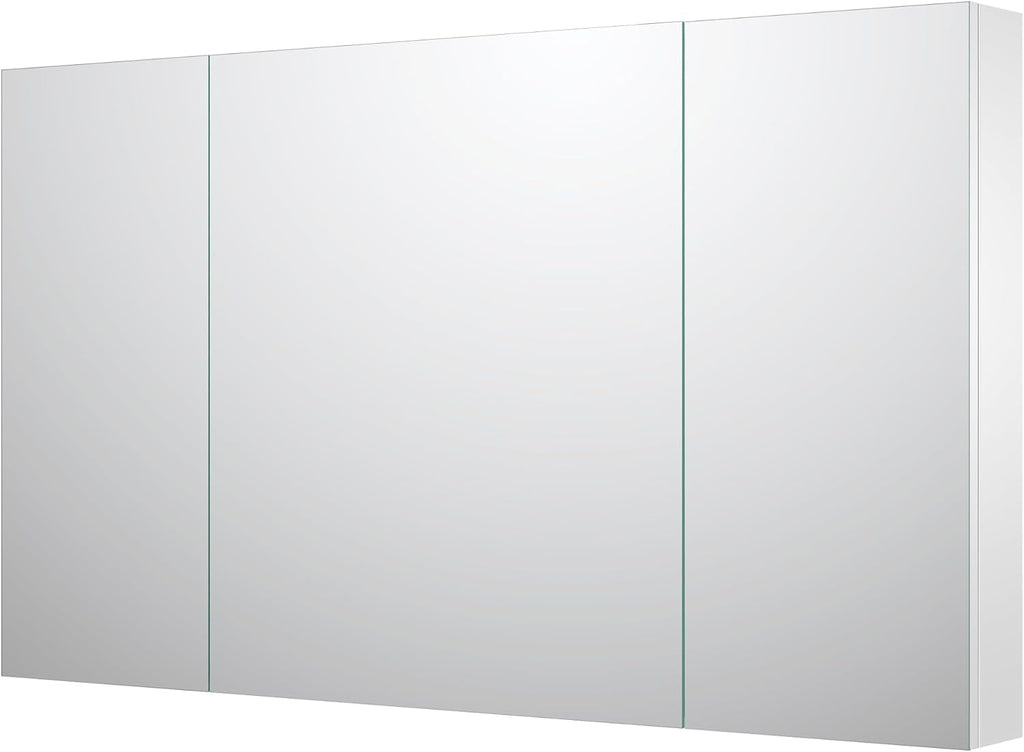 Sunrosa Aluminum Bathroom Medicine Cabinet with Mirror Door, 48" x 27.5", 3-Door Wall-Mounted & Recessed Bathroom Medicine Cabinet Organizer