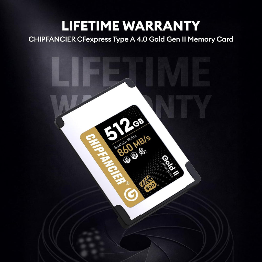 Gold II 512GB CFexpress 4.0 Type A Card VPG800 Certified Sustained Read 1780MB/s & Write 860MB/s for Photographers & Videographers - Sony Alpha FX RAW 8K/12K Video