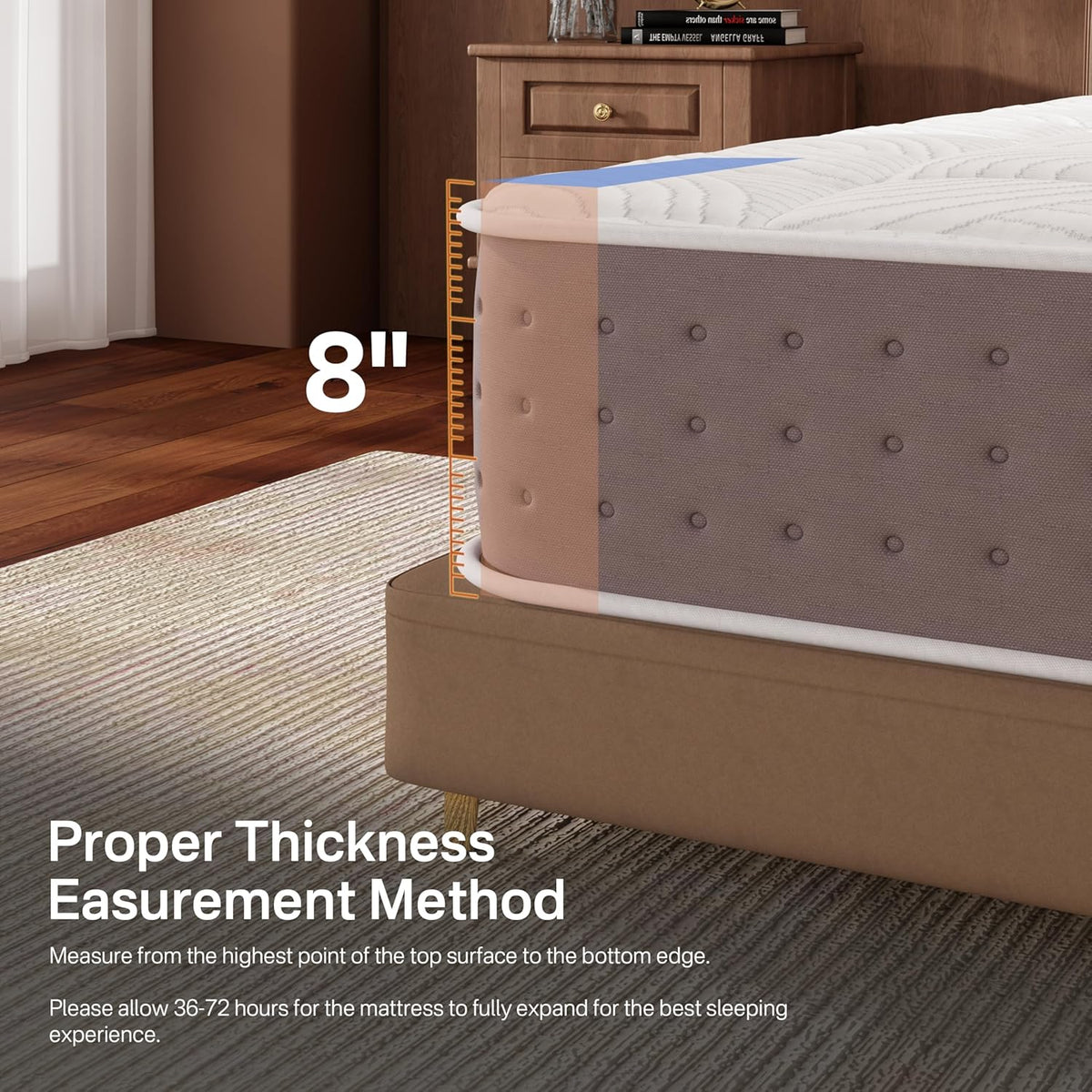 Twin XL Mattress, 8 Inch Hybrid XL Twin Size Mattress in a Box, Cooling Gel Memory Foam Mattresses with Pocket Spring, Pressure Relief, Fiberglass-Free, Motion Isolation, Medium Firm, 365-Night Trial
