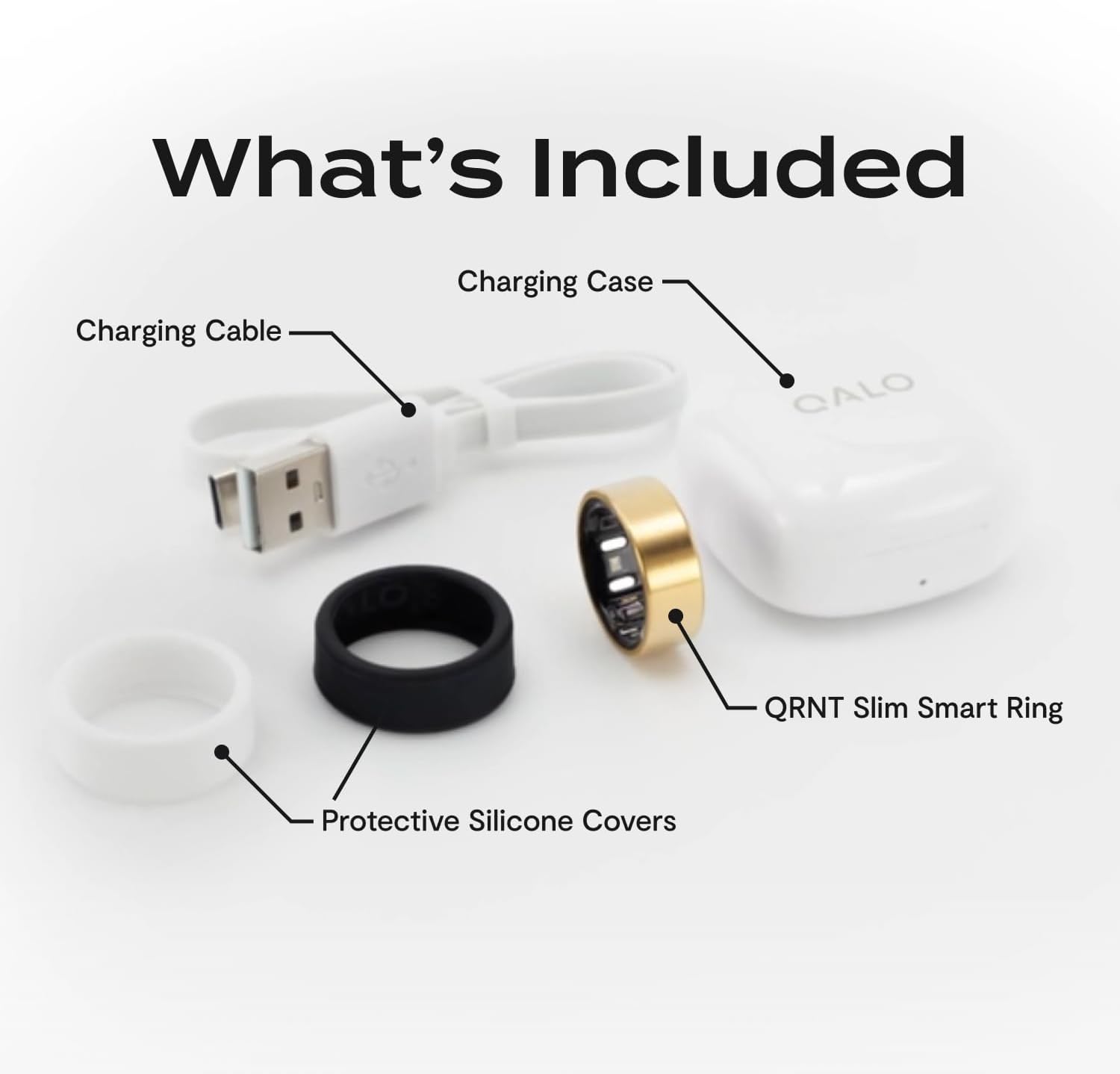 QALO QRNT Slim Smart Ring – Snug Fit – Size Up – Water-Resistant Titanium Fitness Tracker, Tracking for Sleep, Steps, HRV, Women's Health, No Subscription Fee, iOS & Android Compatible (Gold, 08)