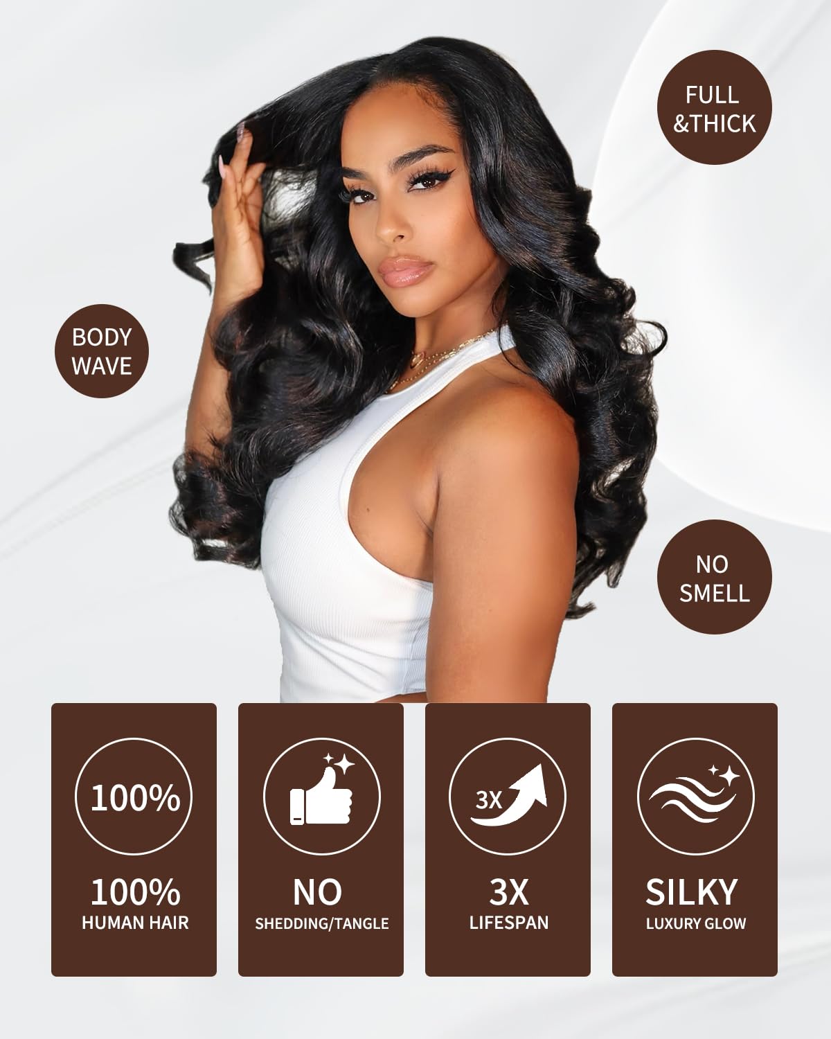 17A Body Wave Bundles Human Hair 100% Raw Cambodian Human Hair 3 Bundles 18 20 22inch,Triple Lifespan Virgin Remy Hair,Keep Texture Silky Soft After Multiple Washes For Women