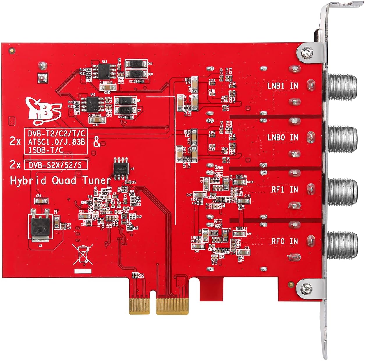 TBS6522H Quad Tuner PCIe Card DVB-S2X S2 S T2 T C2 C ISDB-T ATSC1.0 Multi Standard Digital TV Card Live TV/Window/Linux/HTPC/IPTV Server