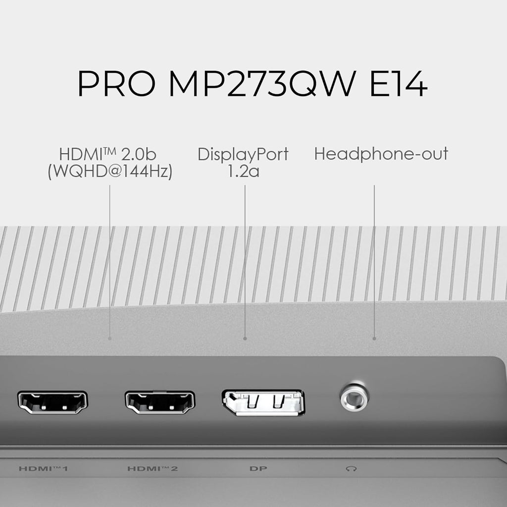 msi PRO MP273QW E14 27-inch IPS 2560 x 1440 (QHD) Computer Monitor, 144Hz,Adaptive-Synch, HDMI, DP Port, VESA Mountable, Tilt, Speaker, 1ms, White