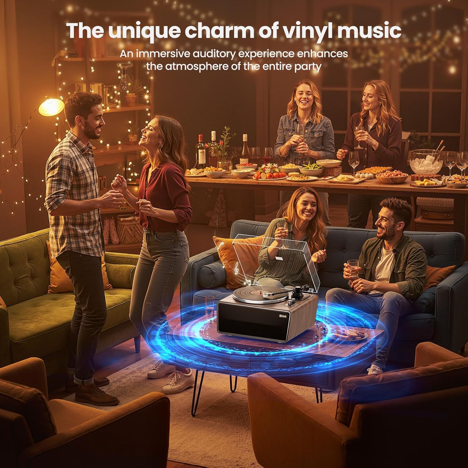 All in One Vinyl Record Player,Bluetooth Turntable Built in 4 Stereo Speakers Phono Preamp,High Fidelity Turntables for Vinyl Records with Magnetic Cartridge AT-3600L,2-Speed,33/45RPM,USB PC Recording