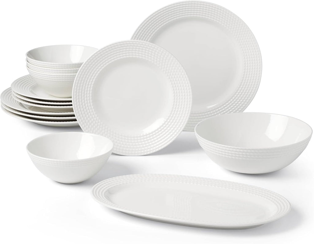 kate spade new york Wickford 14-Piece Dinnerware Set, 14 Count, White