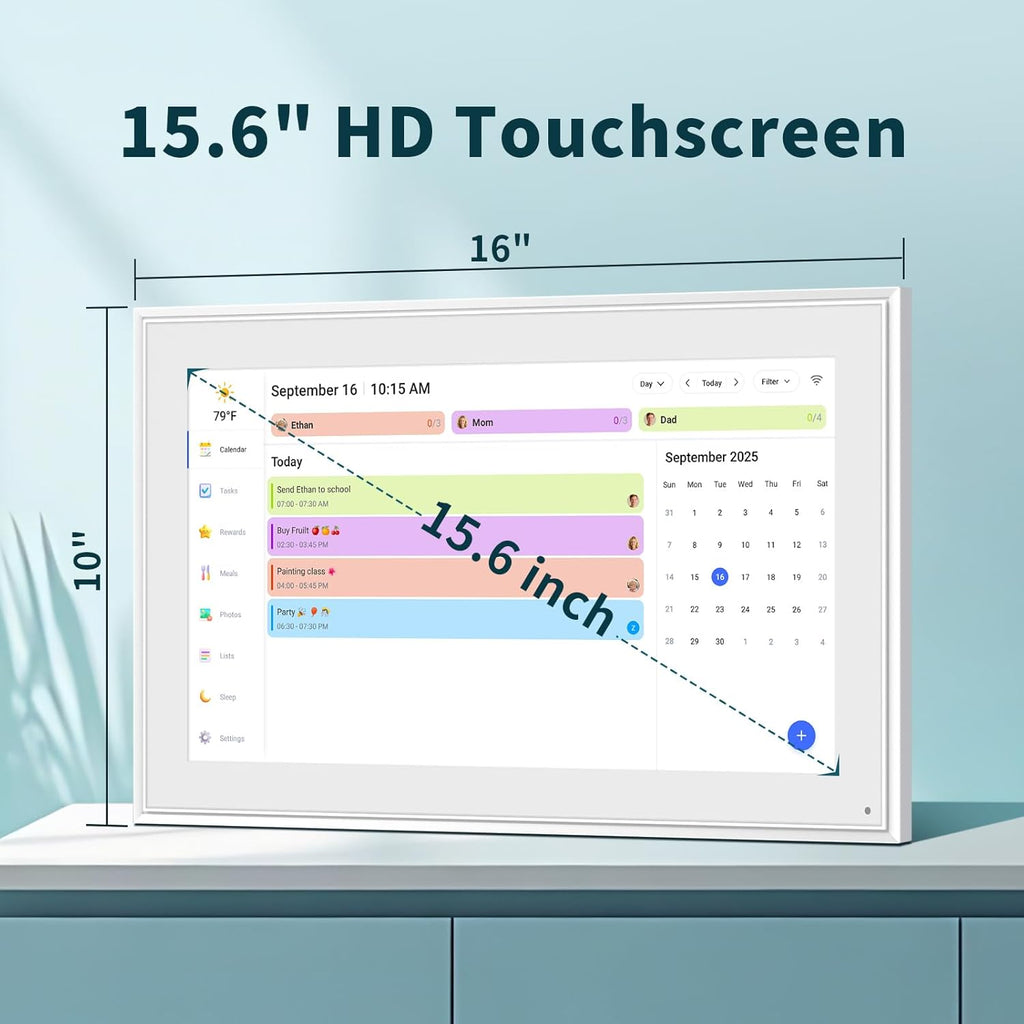 Canupdog 15.6 Inch Digital Calendar, Electronic Planner & Chore Chart with 1920x1080P IPS Touchscreen, Task Rewards System, Interactive Display for Family Schedules Gifts for Women Mom
