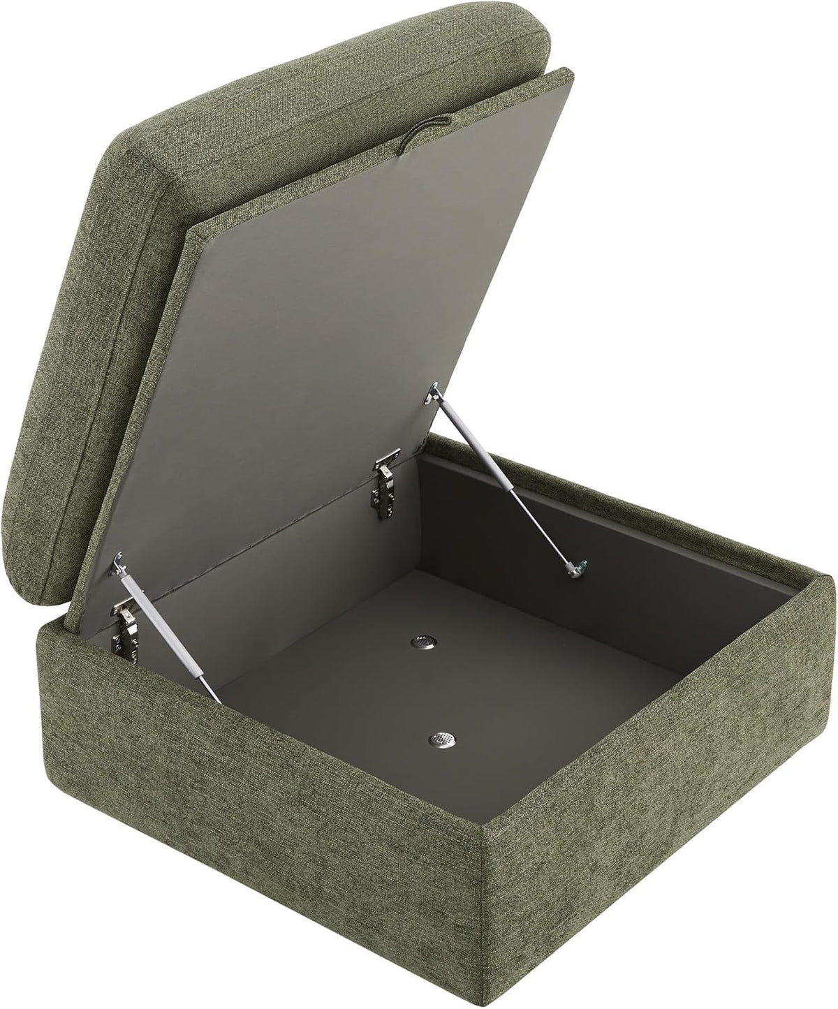 CHITA 34 Inch Upholstered Square Modular Storage Ottoman for Sectional Sofa,Storage Ottoman Footrest and Seat Cube for Living Room, Moss Green