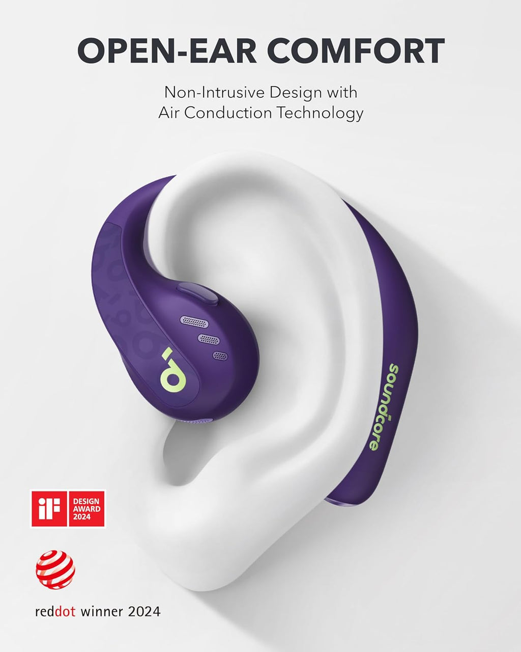 Soundcore by Anker AeroFit Pro Open-Ear Headphones, Ultra Comfort, Secure Fit, Ergonomic Design, Rich Sound with LDAC, Bluetooth 5.3, IP55 Water-Resistant, 46H Playtime, App Control, Wireless Earbuds