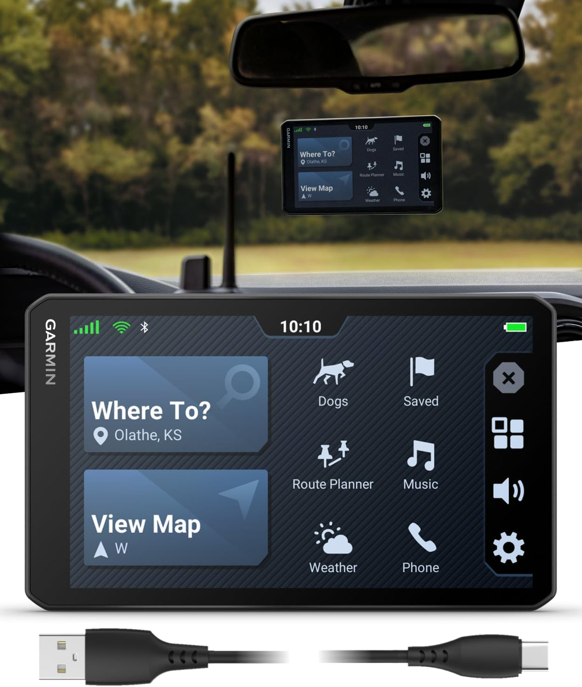 Garmin DriveTrack 72, Dog Tracking GPS Navigator, 7-inch Touch Screen, Pair to Your Garmin Handheld and Track Up to 20 Dogs w/ Wearable4U Power Car/Wall Bundle
