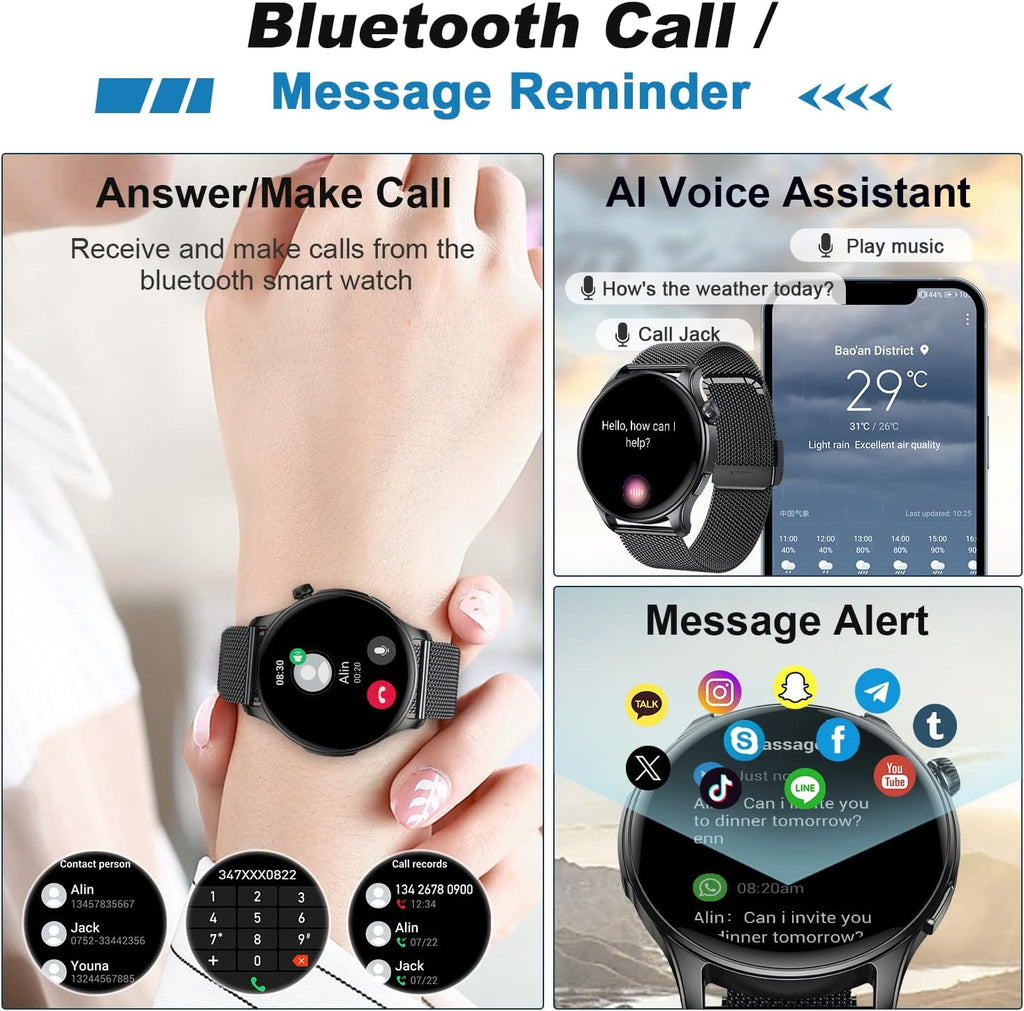 Kimeag Smart Watch for Men Women Fitness: Waterproof Make Answer Call Digital Watches Mens Step Tracker Running Smartwatch Android Phone Heart Rate Sleep Monitor