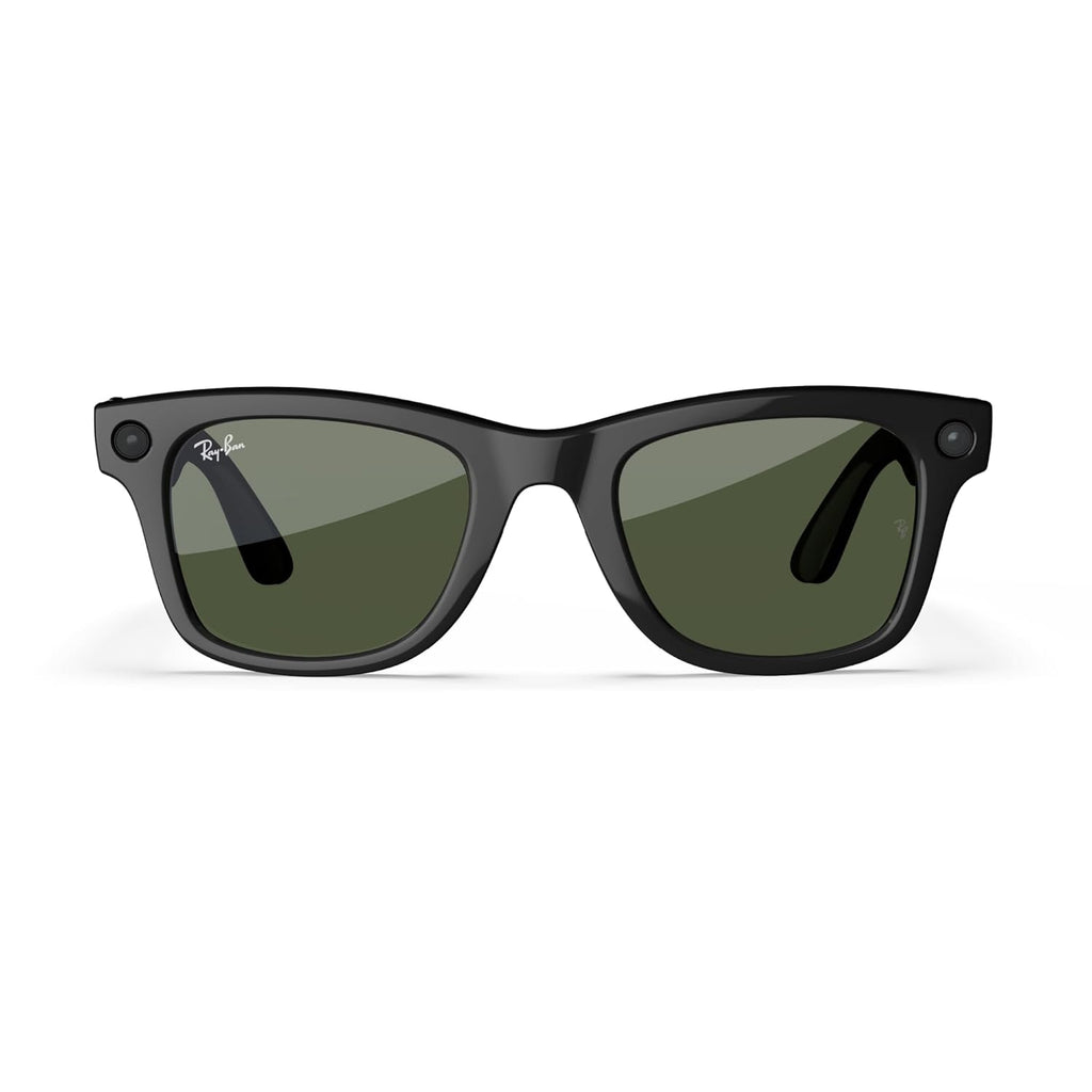 Ray-Ban Meta (Gen 1), Wayfarer Large, Shiny Black | Smart AI Glasses for Men, Women — 12 MP Ultra-Wide Camera, Open-Ear Audio, Video Recording, Bluetooth — Green Lenses — Sunglasses