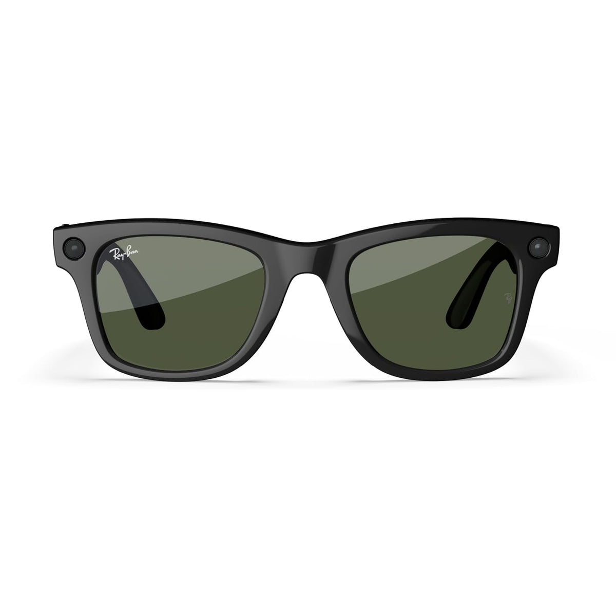 Ray-Ban Meta (Gen 1), Wayfarer Large, Shiny Black | Smart AI Glasses for Men, Women — 12 MP Ultra-Wide Camera, Open-Ear Audio, Video Recording, Bluetooth — Green Lenses — Sunglasses
