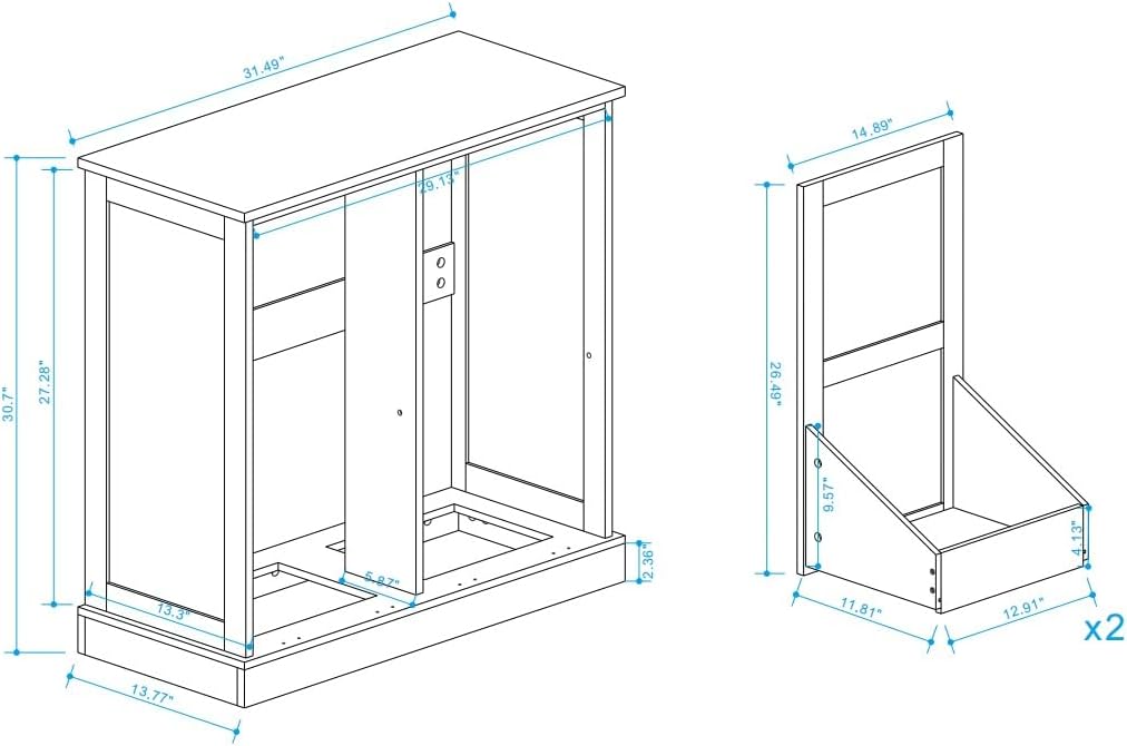 Modern Contemporary Laundry Sorter Cabinet, Two-Compartment Tilt-Out, for Bathroom Living Room Hallway
