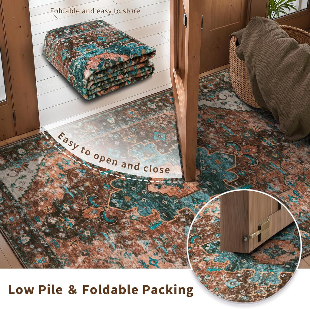 Ciicool 8X10 Area Rugs for Living Room,Washable Large Oriental Non-Slip Carpet for Bedroom Dining Room,Boho Thin Throw Rug for Kitchen