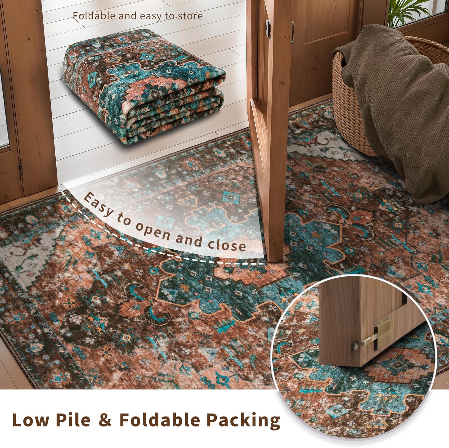 Ciicool 8X10 Area Rugs for Living Room,Washable Large Oriental Non-Slip Carpet for Bedroom Dining Room,Boho Thin Throw Rug for Kitchen