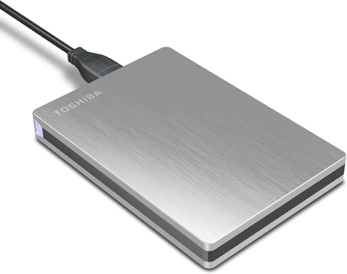 Toshiba Canvio Slim II 1TB Portable External Hard Drive, Silver (HDTD210XS3E1)