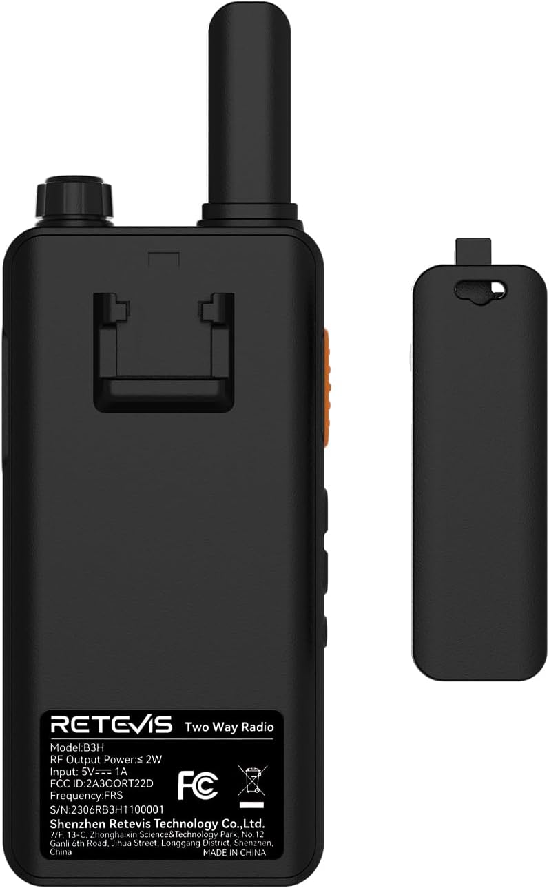 Retevis B3H Small Walkie talkies with LED Diaplay, New Version of RT22(3.0), Ultra Slim, USB-C Rechargeable, with 1620 mAh Battery, Portable FRS Two-Way Radios for Hotel School Restaurant (10 Pack)