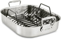 All-Clad Specialty Stainless Steel Roaster and Nonstick Rack 16x13x5 Inch Oven Broiler Safe 600F Roaster Pan, Pots and Pans, Bakeware, Turkey, Silver