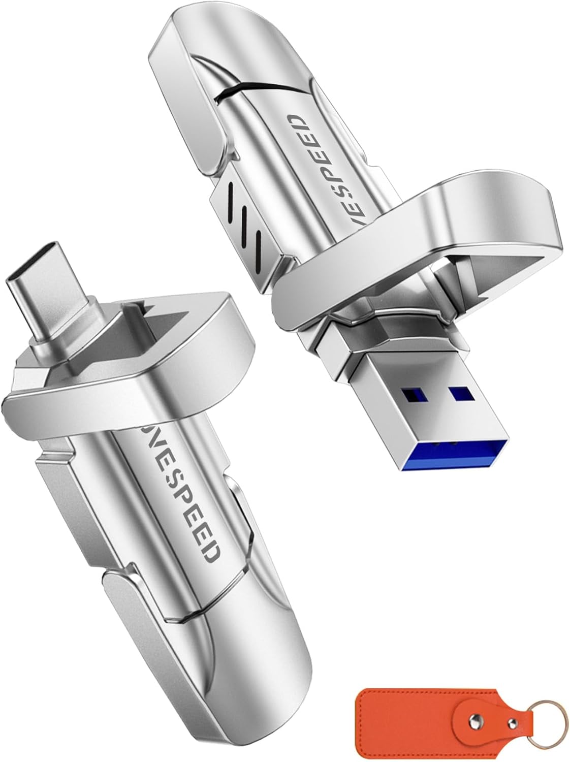 MOVE SPEED 1TB Solid State Flash Drive 570MB/s High Speed USB Drive with Type C + USB 3.2 Drive Dual Port, Thumb Drive Compatible with iPhone 15, 16,17 Series/Android/Phone/MacBook/Audio/Smart TV
