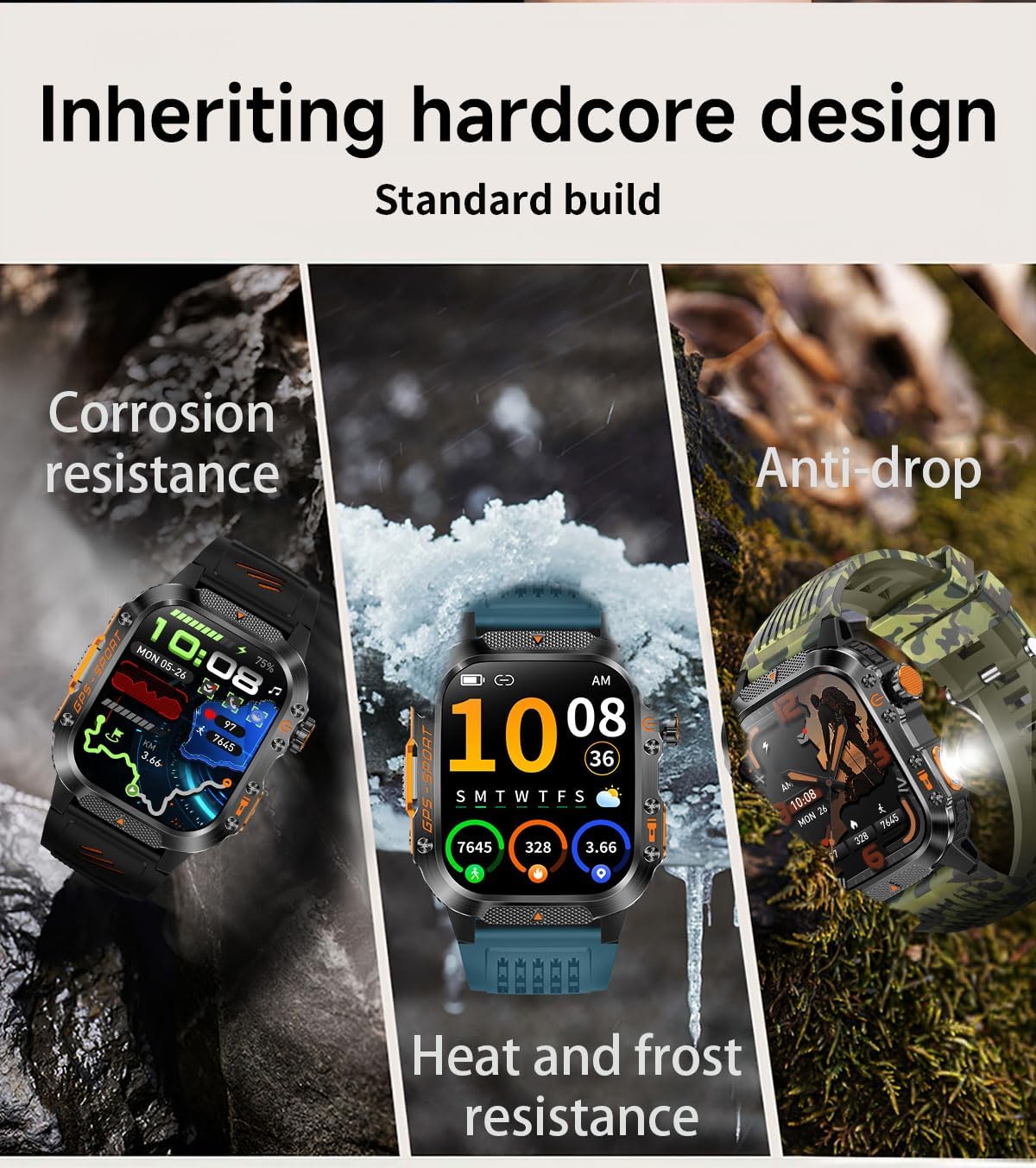 GPS Running Watch for Men Women, 2.01" Fitness Watch with GPS Compass Altimeter, Bluetooth Calls, Heart Rate & Sleep Monitor, Waterproof Outdoor Watch (Blue Silicone Strap)