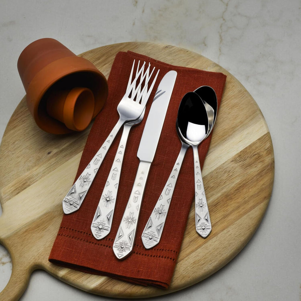 Towle Everyday Pueblo Flatware Service for 8, 42 Piece Set, 18/0 Stainless Steel, Silverware Set